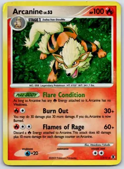 Pokemon Arcanine 1/111 RR Rising Rivals MP Swirl - Image 1