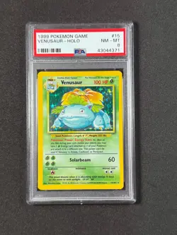 Pokemon PSA 8 Venusaur 15/102 Holo Base Set 1999 - Image 1