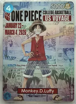 Monkey D. Luffy P-055 One Piece College Basketball US Voyage Promo Card SEALED - Image 1