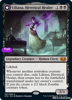 MTG Foil Liliana, Heretical Healer Card #1 Commander Collection: Black LP Magic - Image 1