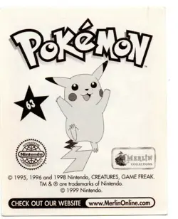 ABRA #063 CROMO / STICKER POKEMON SERIE 1 MERLIN 1999 DEL ALBUM ROJO - Image 2