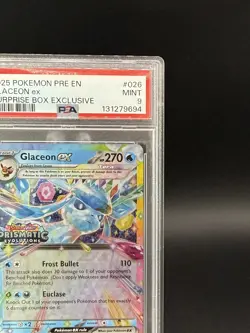 Glaceon EX 26/108 Prismatic Evolutions Surprise Box Pokemon Stamped PSA 9 - Image 2