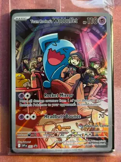 SEALED! Team Rocket's Wobbuffet SVP 203 DR Pokemon Center ETB Stamped Promo Card - Image 1