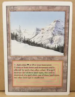 TAIGA MAGIC THE GATHERING MTG REVISED DUAL LAND RARE CARD HIGHER GRADE - Image 1