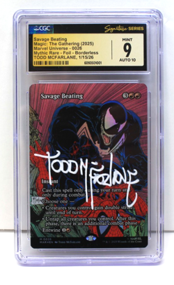MTG Spider-Man Savage Beating Foil SIGNED TODD MCFARLANE CGC 9 - Image 1