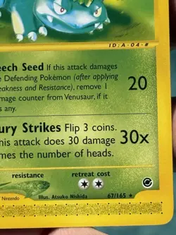 Pokemon TCG Venusaur 067/165 Expedition Base Set Rare Regular 2002 100 HP - Image 5