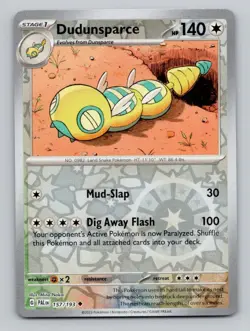 Dudunsparce 157/193 Uncommon Paldea Evolved Pokemon Reverse Holo Near Mint - Image 1