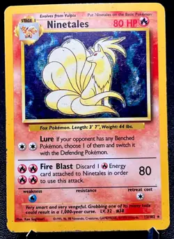 Ninetales 12/102 HP Holo Rare Vintage Base Set Pokemon Card! - Image 1
