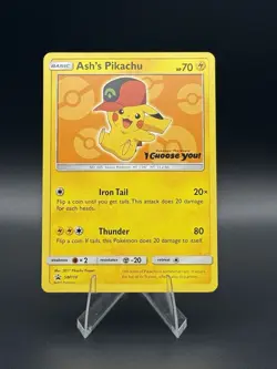 Ash's Pikachu #SM110 Promo NM Pokemon Card - Image 1