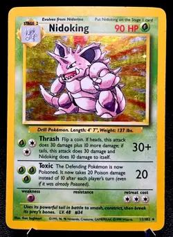 Nidoking 11/102 MP Holo Rare Vintage WOTC Pokemon Card! - Image 1