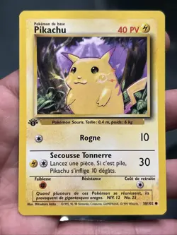 Pokemon TCG Pikachu Base Set 1st Edition Common Card 58/102 French- NM - Image 1