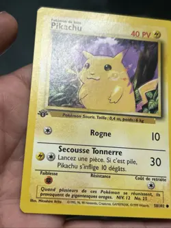 Pokemon TCG Pikachu Base Set 1st Edition Common Card 58/102 French- NM - Image 3
