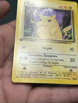 Pokemon TCG Pikachu Base Set 1st Edition Common Card 58/102 French- NM - Image 4
