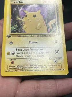 Pokemon TCG Pikachu Base Set 1st Edition Common Card 58/102 French- NM - Image 5