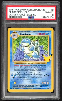 Pokemon Card - PSA 8 Blastoise 2/102 - Classic Collection 25th Anniversary NM-MT - Image 1