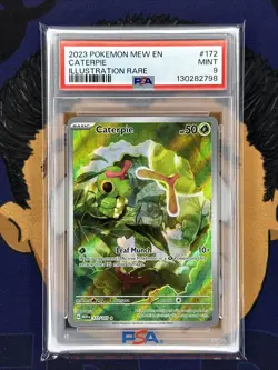 PSA 9 MINT 2023 Pokemon Mew EN-151 CATERPIE #172 Illustration Rare - Image 2