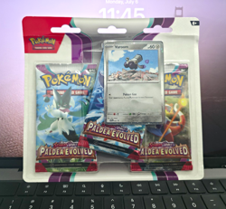 Pokemon TCG Scarlet & Violet Paldea Evolved 3-Pack Blister Varoom Promo 2023 - Image 1
