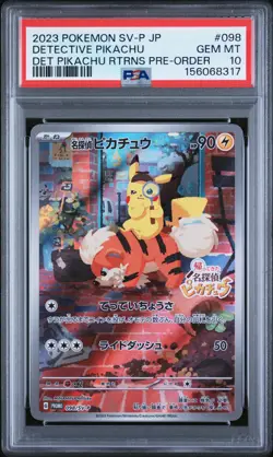 2023 POKEMON JAPANESE SV-P PROMO #098 DETECTIVE PIKACHU PSA 10 - Image 1