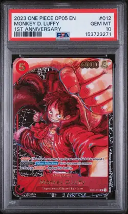 2023 One Piece OP05 Monkey D. Luffy 1st Anniversary Alt Art Card ST01-012 PSA 10 - Image 1