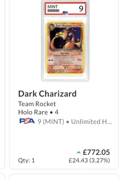 PSA 9 Dark Charizard Holo #4 2000 Team Rocket Vintage WOTC Pokemon Card - Image 3