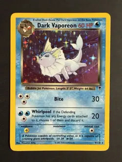 Pokemon TCG Dark Vaporeon Holo Rare Card Legendary Collection 9/110 - Image 1