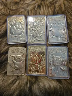 Pokemon 23K Gold Plated Trading Cards 1999 Burger King Promotion Full (Set of 5) - Image 1