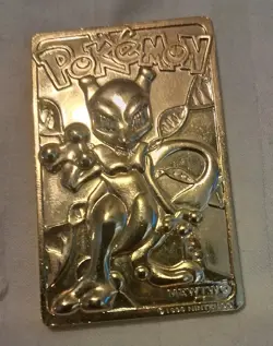 1999 Pokemon Gold Colored Mewtwo Metal Trading Card Medallion FREE US SHIPPING - Image 3