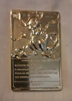 1999 Pokemon Gold Colored Mewtwo Metal Trading Card Medallion FREE US SHIPPING - Image 4