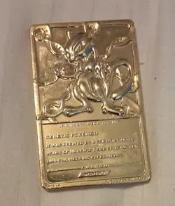 1999 Pokemon Gold Colored Mewtwo Metal Trading Card Medallion FREE US SHIPPING - Image 5