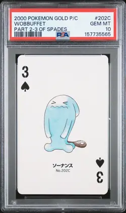 2000 POKEMON GOLD VERSION PART 2 PLAYING CARDS 3 OF SPADES WOBBUFFET PSA 10 - Image 1