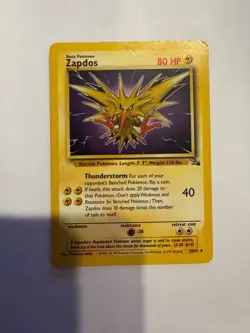Pokemon TCG Zapdos 30/62 Fossil Non Holo Rare Vintage Card NM / LP - Image 1