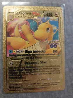 DRAGONITE VSTAR GOLD FOIL CARD RARE FAN ART POKEMON LP - Image 1