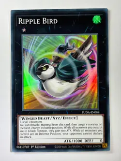 Ripple Bird SUDA-EN088 Super Rare 1st Edition YuGiOh Card - Image 1