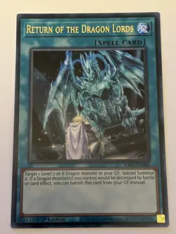 Return of the Dragon Lords Ultra Rare 1st Edition RA03-EN060 YuGiOh Card - Image 1
