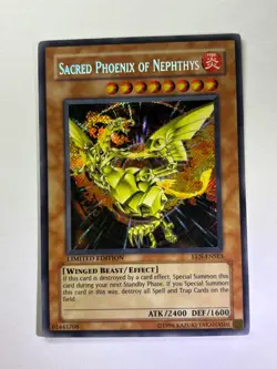 Sacred Phoenix Of Nephthys EEN-ENSE3 Secret Rare Limited Edition YuGiOh Card NM - Image 1