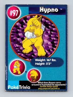 POKEMON Hypno Card 97/151 PokeTrivia Mewtwo Strikes Back - Burger King - Image 1