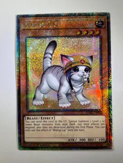 Rescue Cat RA02-EN001 Alt Art Quarter Century Secret Rare 1st Ed YuGiOh Card NM - Image 1