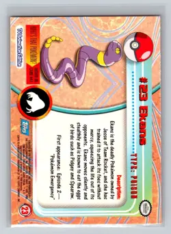 Ekans 1999 Topps Pokemon TV Card #23 NM - LP - Image 2