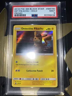 2019 PIKACHU (HOLO) POKEMON DETECTIVE PIKACHU MOVIE PROMO CARD PSA 9 - Image 1