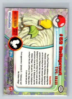 Bellsprout 1999 Topps Pokemon TV Card #69 NM - LP - Image 2