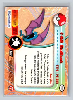 Golbat 1999 Topps Pokemon TV Card #42 NM - LP - Image 2