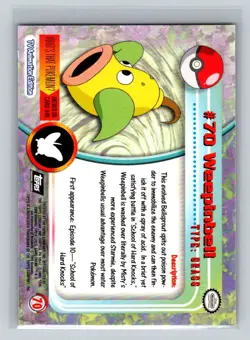 Weepinbell 1999 Topps Pokemon TV Card #70 NM - LP - Image 2