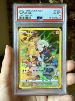 Pokemon TCG Pikachu TG05/TG30 2022 Lost Origin TG Full Art Holo EN PSA 8 - Image 1
