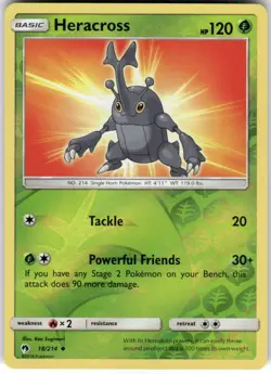 Heracross 18/214 Uncommon Lost Thunder Pokemon Reverse Holo Lightly Played - Image 1