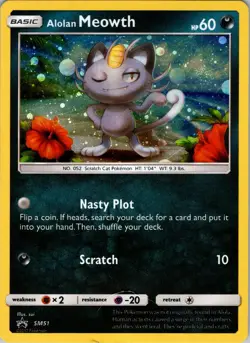 Alolan Meowth (Cosmos Holo) SM51 Promo Sun & Moon Promo Pokemon MP - Image 1