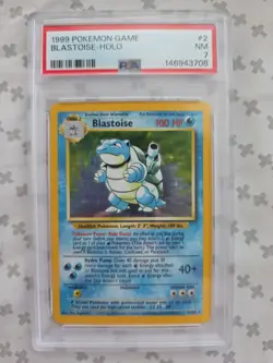 Pokemon TCG Blastoise Holo PSA 7 NM 002/102 Base Set 1999 - Image 1