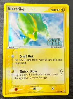 Electrike 52/100 EX Crystal Guardians Stamped Reverse Holo Pokemon TCG Card NM - Image 1