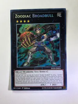 Zoodiac Broadbull RATE-EN051 Secret Rare 1st Edition YuGiOh Card NM - Image 1