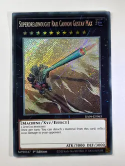 Superdreadnought Rail Cannon Gustav Max RA04-EN063 Secret Rare 1st YuGiOh Card - Image 1
