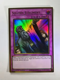 Solemn Judgment MAGO-EN051 Gold Rare 1st Edition YuGiOh Card NM - Image 1